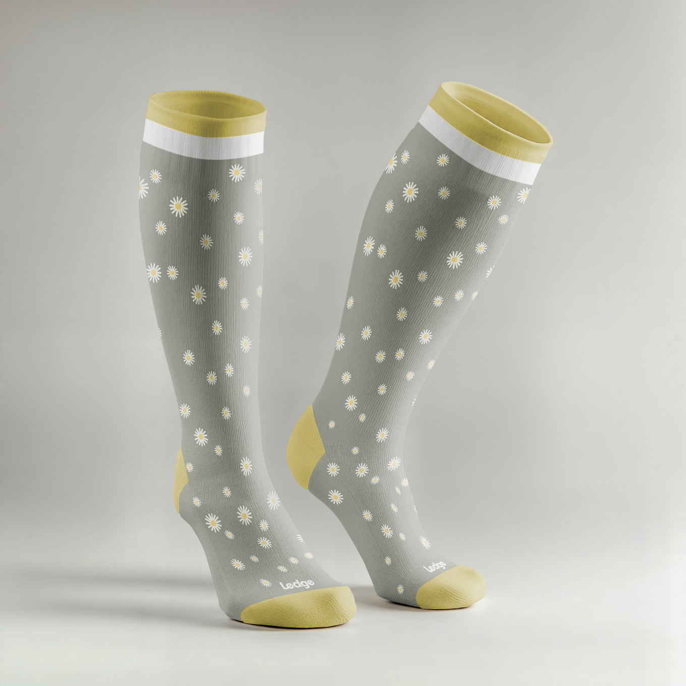 Essential Compression Socks Grey Flowers