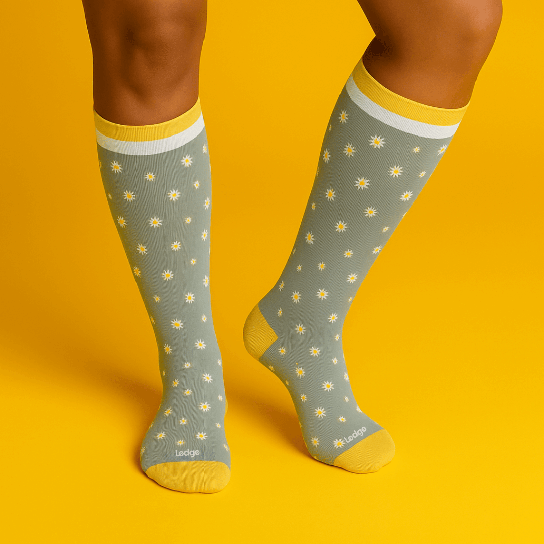 Compression Socks Work - Grey Flowers