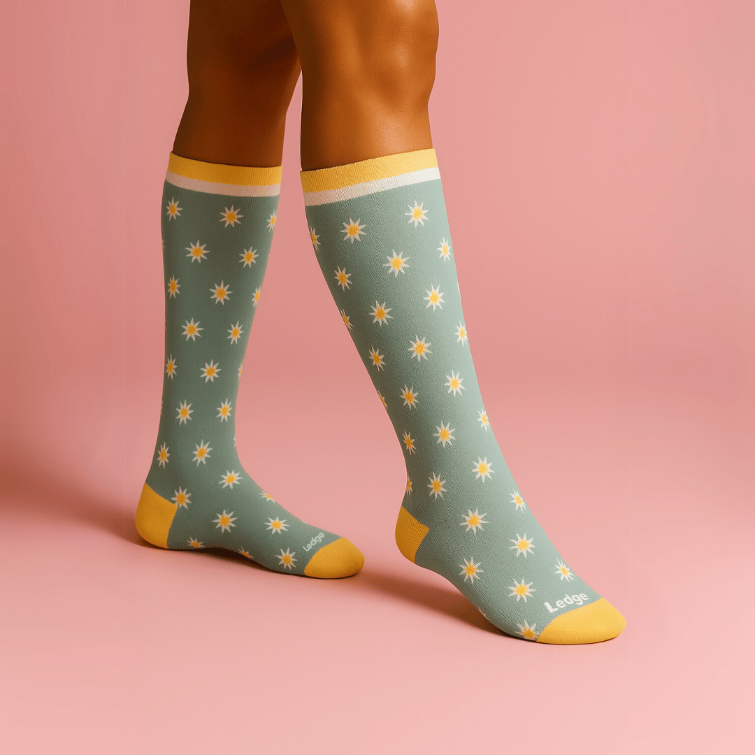 Compression Socks Pregnancy - Grey Flowers