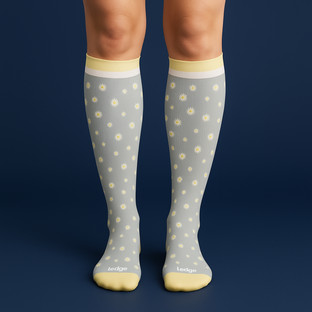 Compression Socks Restless Legs - Grey Flowers