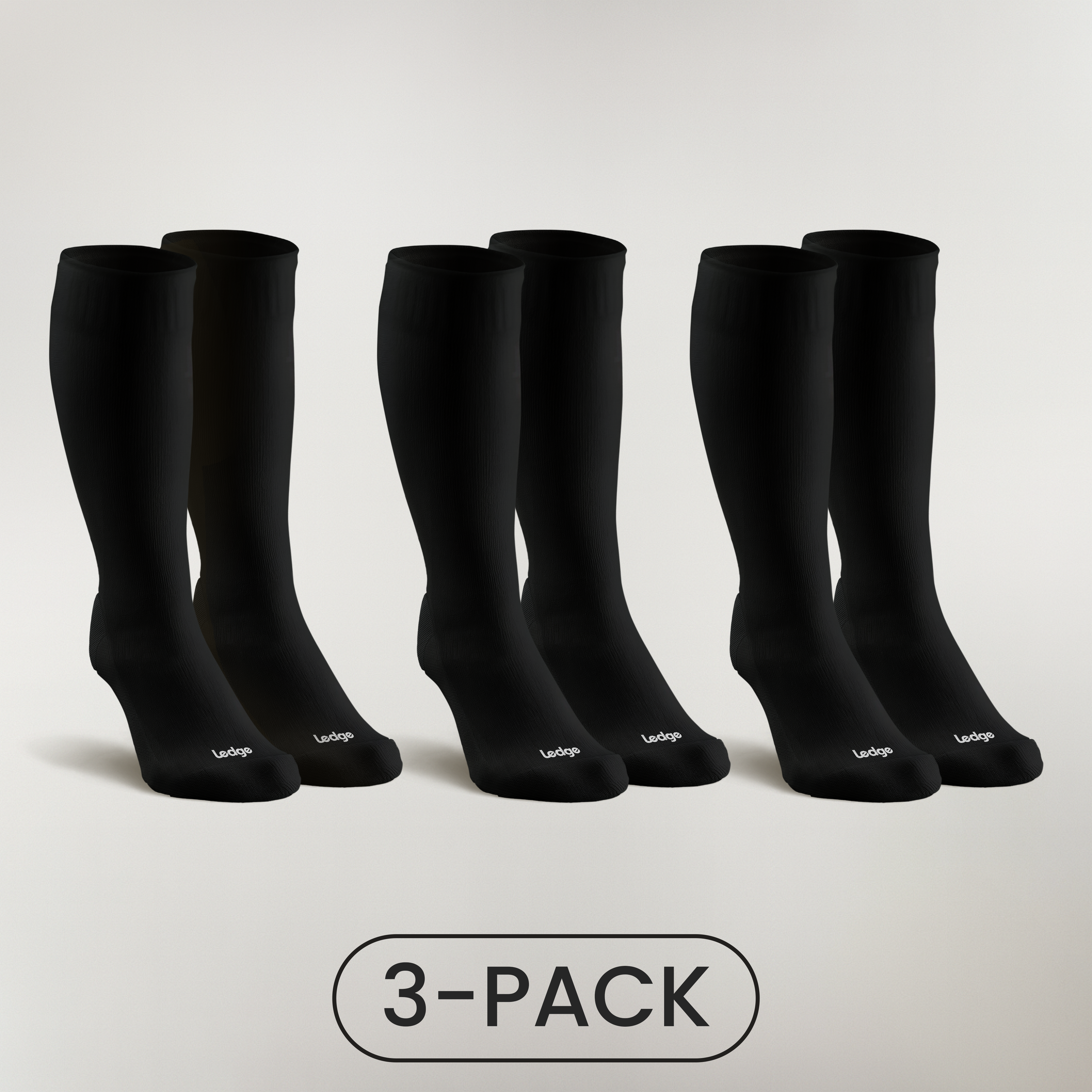 3-Pack | Essential Compression Socks Black