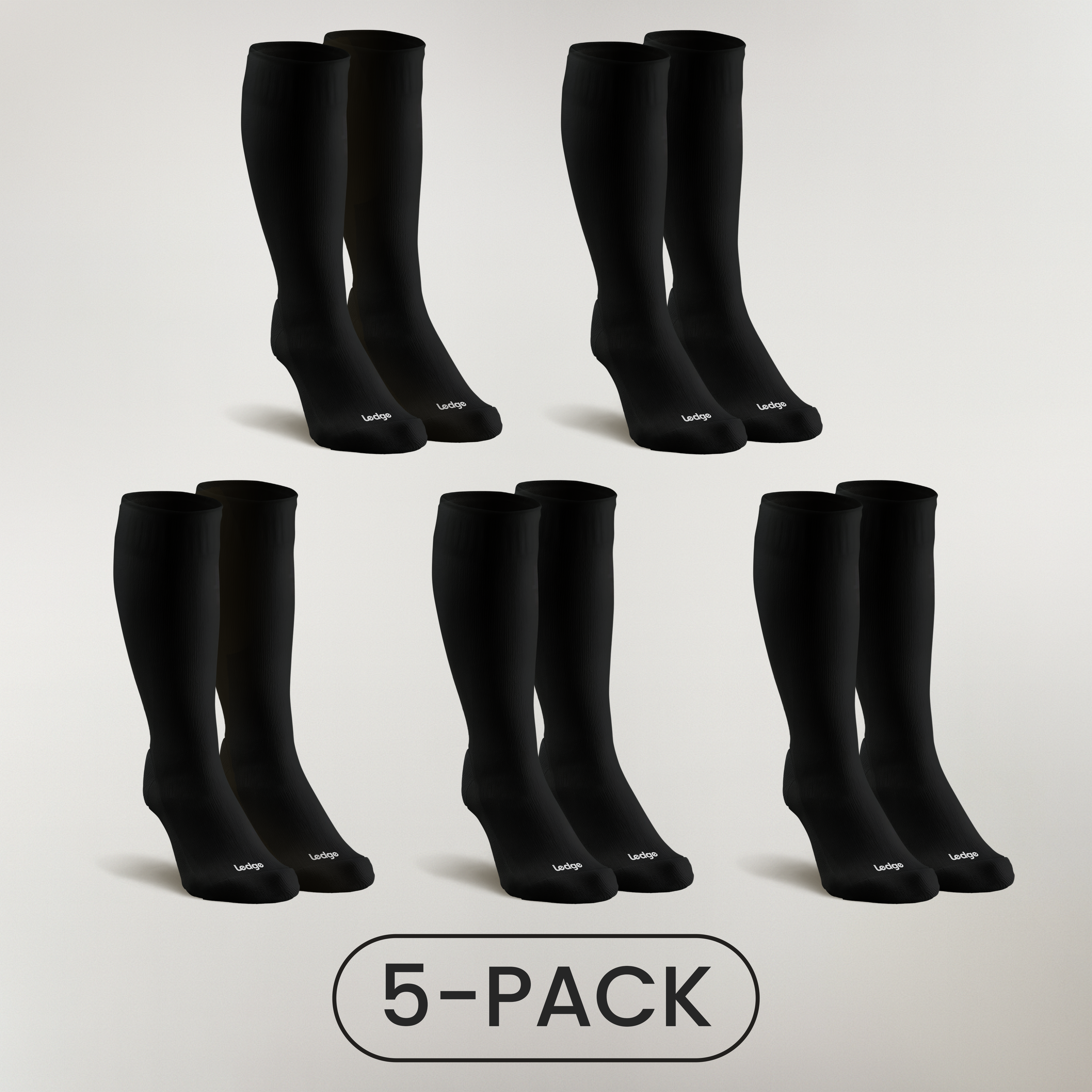 5-Pack | Essential Compression Socks Black