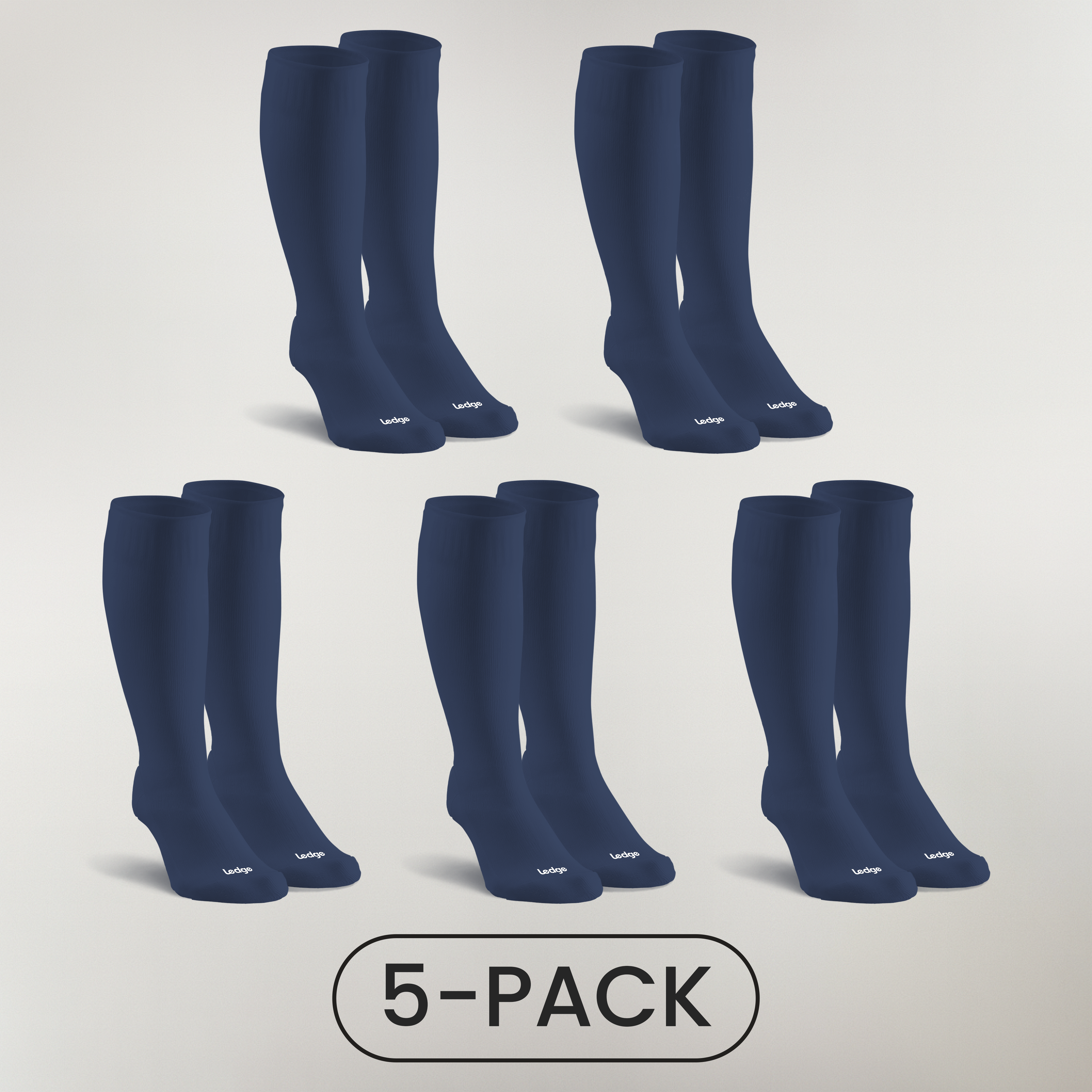 5-Pack | Essential Compression Socks Navy Blue