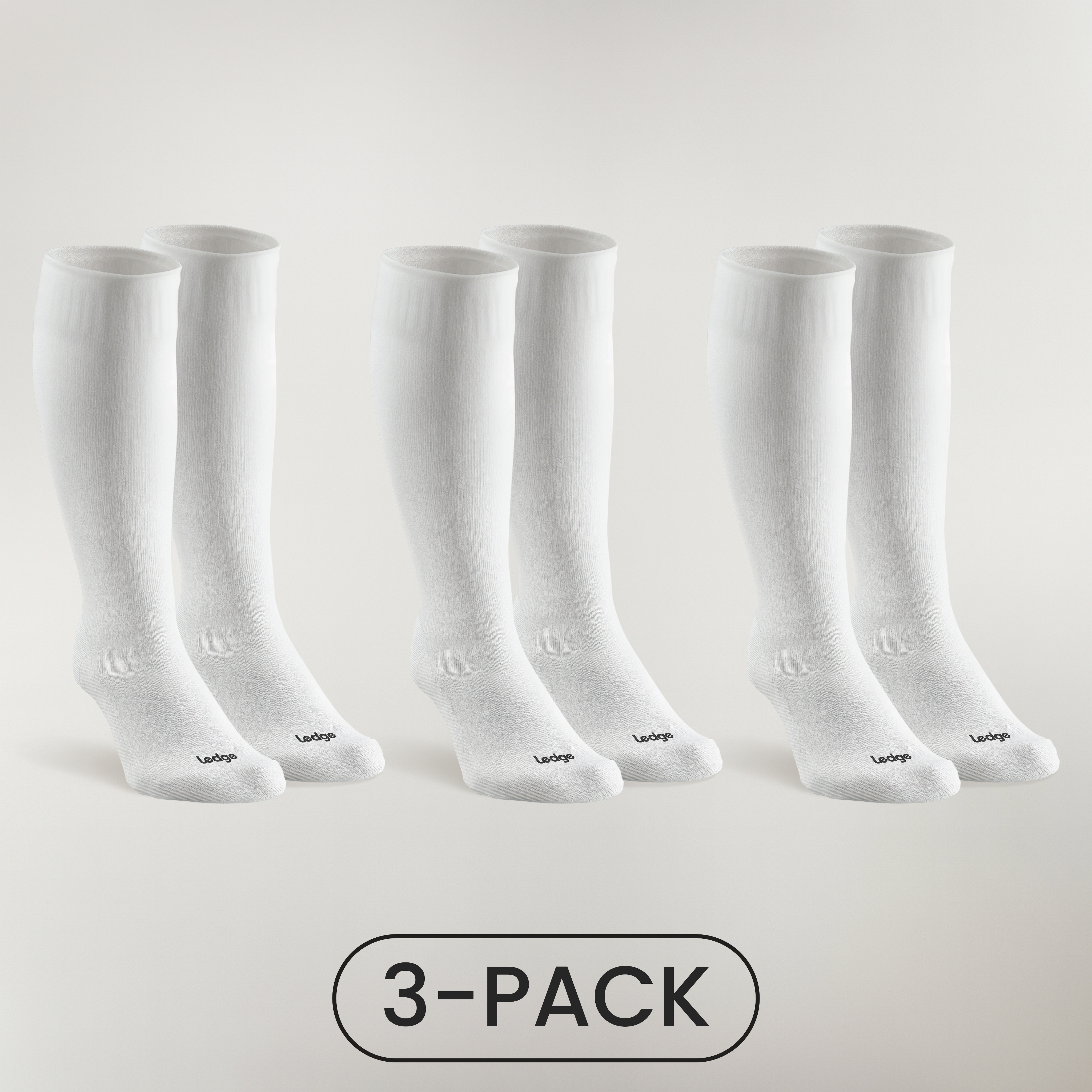 3-Pack | Essential Compression Socks White